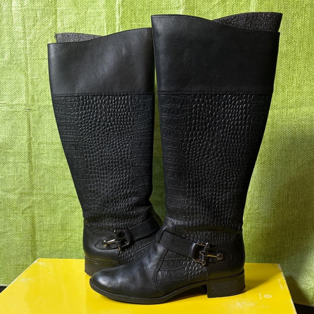 Chic Black Over the Knee Boots with Buckle Detail
